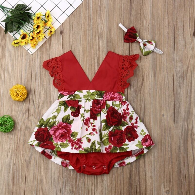Floral Short-Sleeved One-Piece Romper