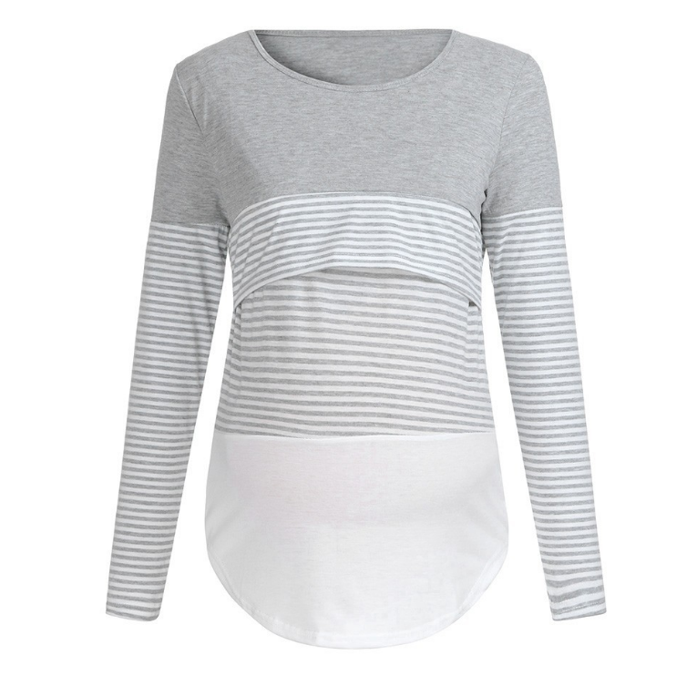 Striped Long Sleeve Nursing Top