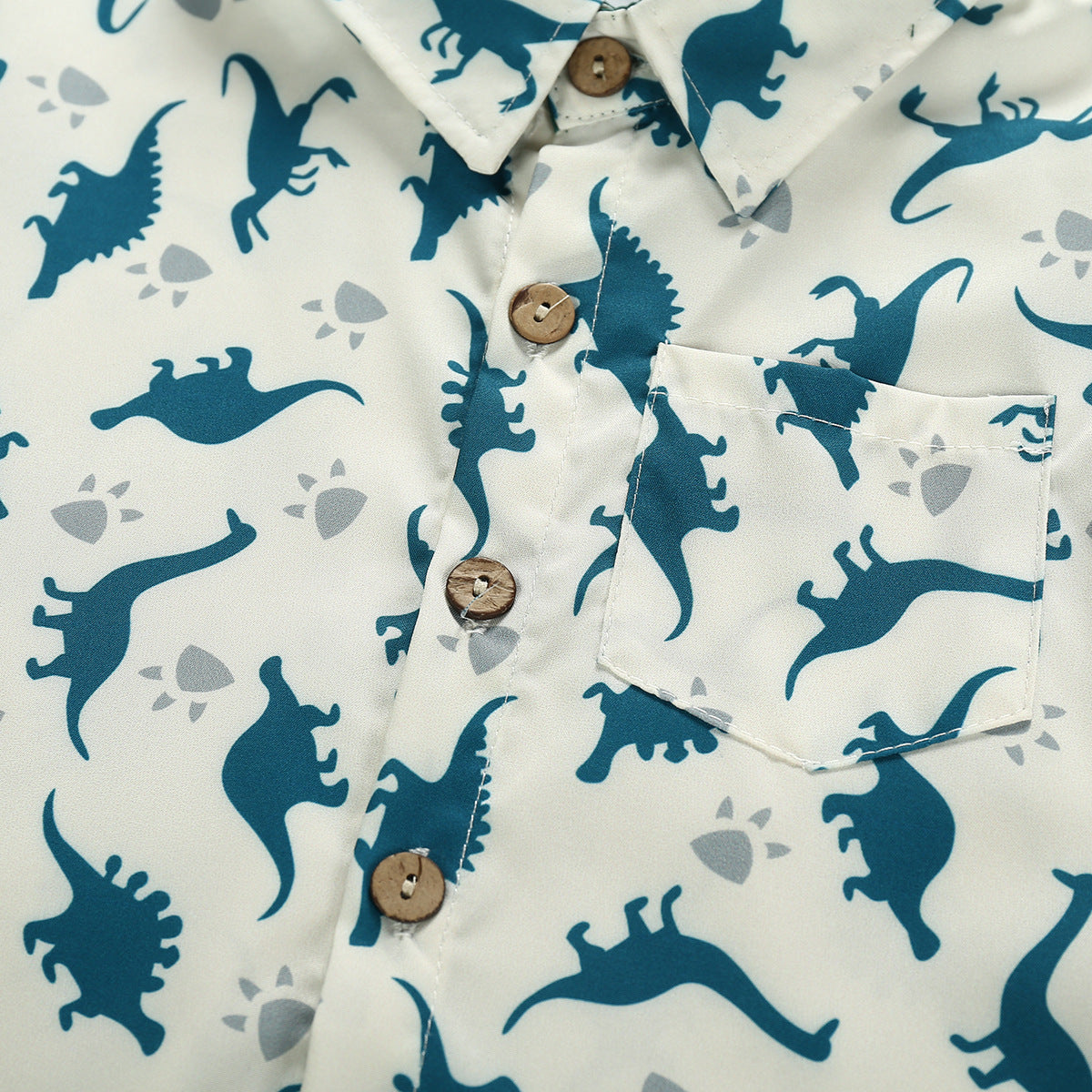 Boys Gentleman Shirt Dinosaur Print Short Sleeve Suit