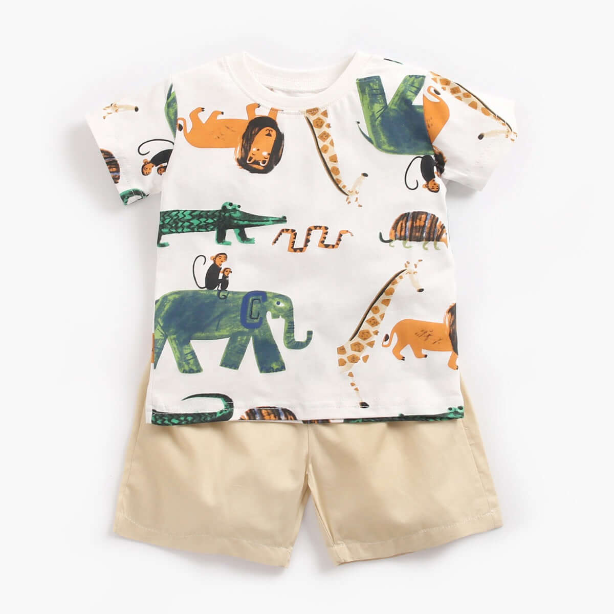 2-Pieces Animal Print Summer Short Sleeve Shorts & T-Shirt Set