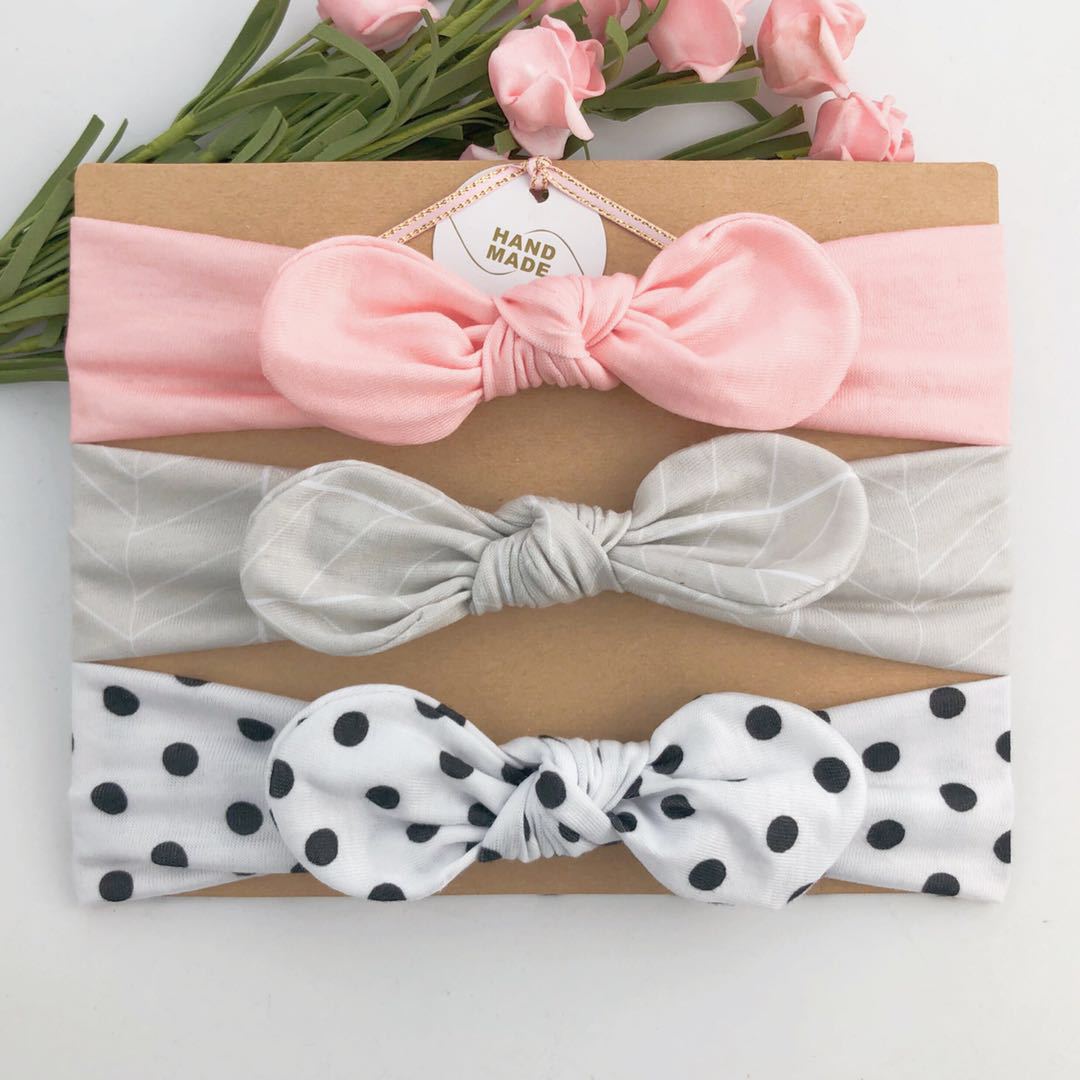 3PCs Set - Elastic Ribbon Headband for Newborns