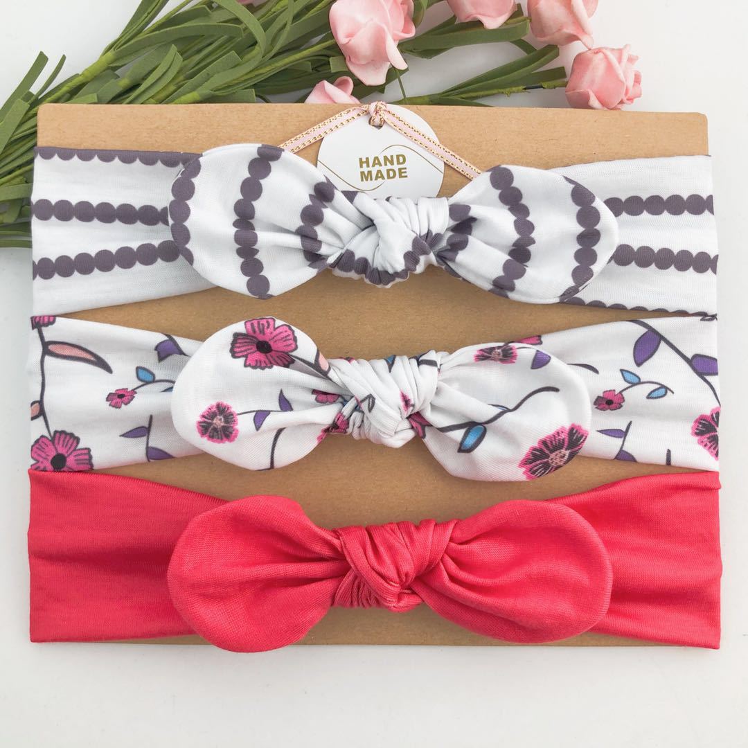 3PCs Set - Elastic Ribbon Headband for Newborns