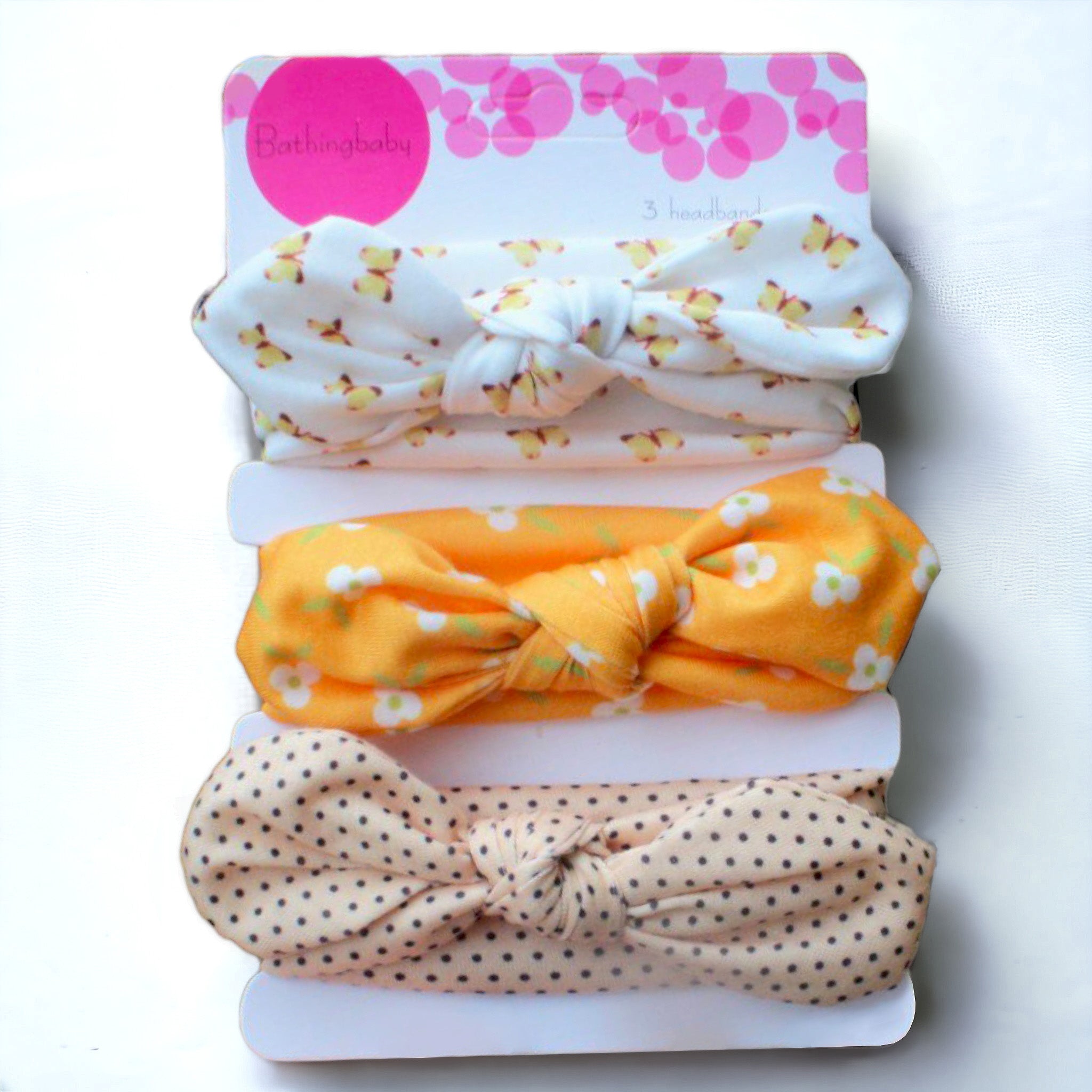 3PCs Set - Elastic Ribbon Headband for Newborns