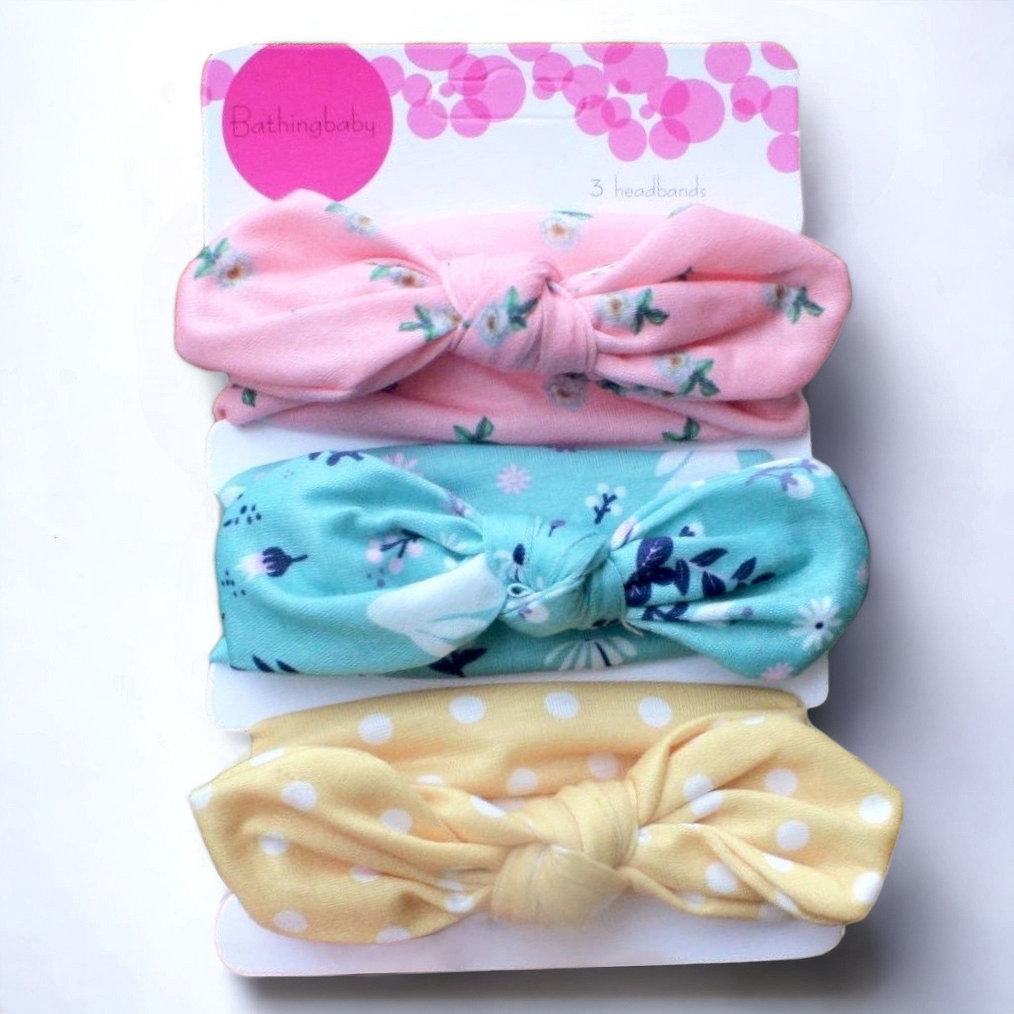 3PCs Set - Elastic Ribbon Headband for Newborns