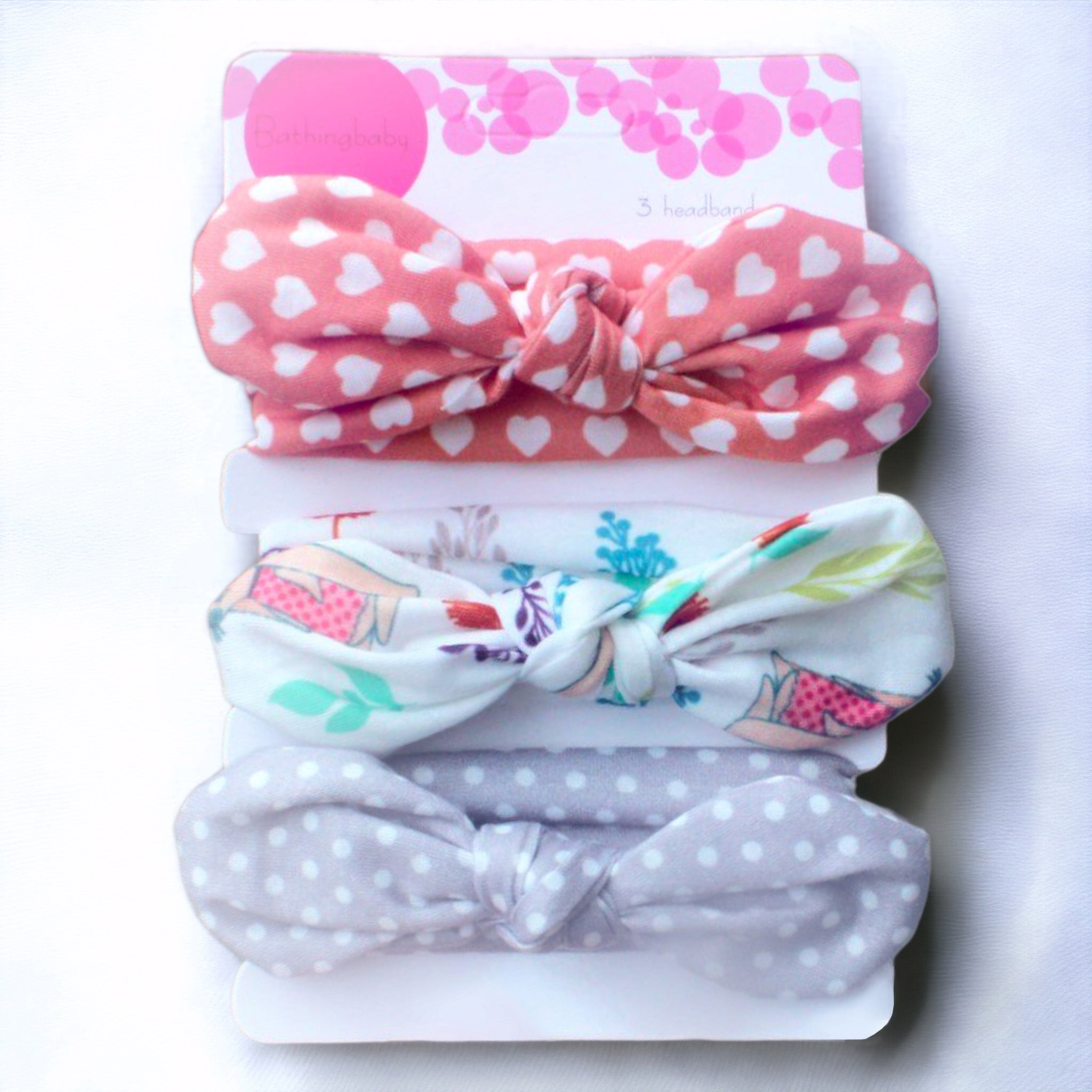 3PCs Set - Elastic Ribbon Headband for Newborns