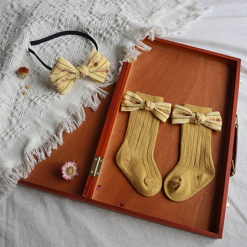 Spanish Ins Bow Hair Hoop Socks Newborn Gift Set