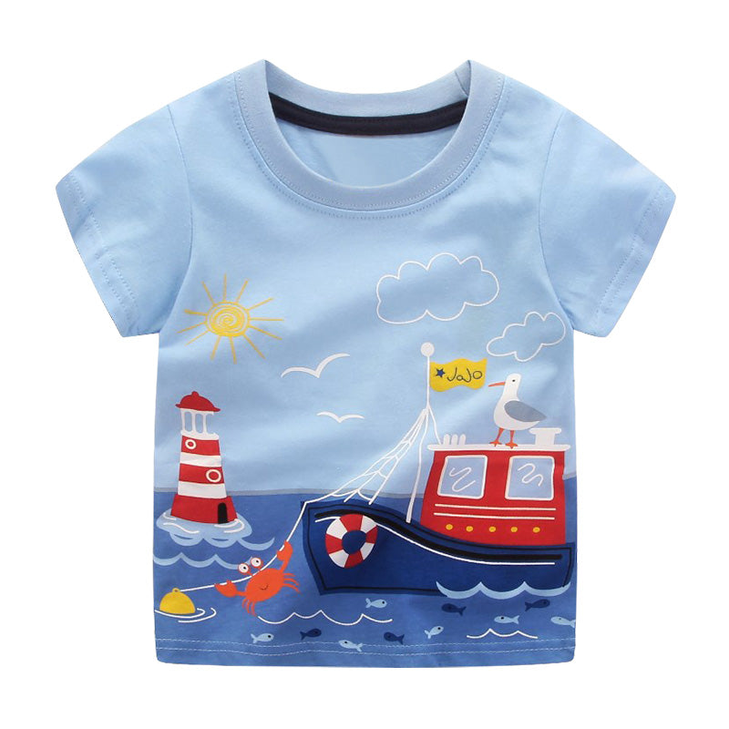 Boys' Comfortable Loose Half Sleeves Cotton T-shirt