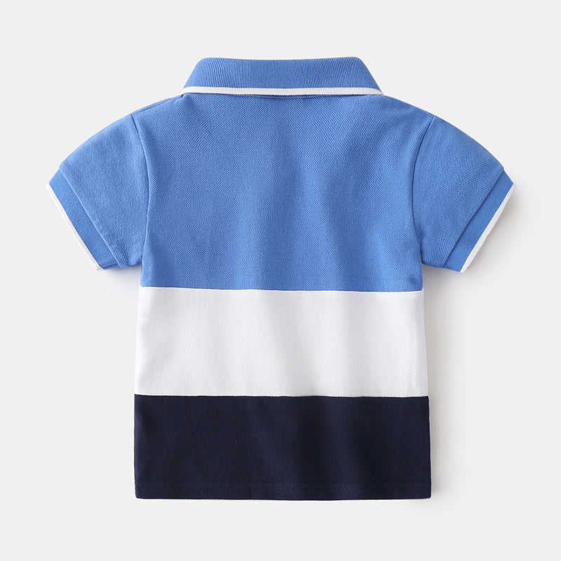 Color Block Embroidered Summer Polo Top (Whale)