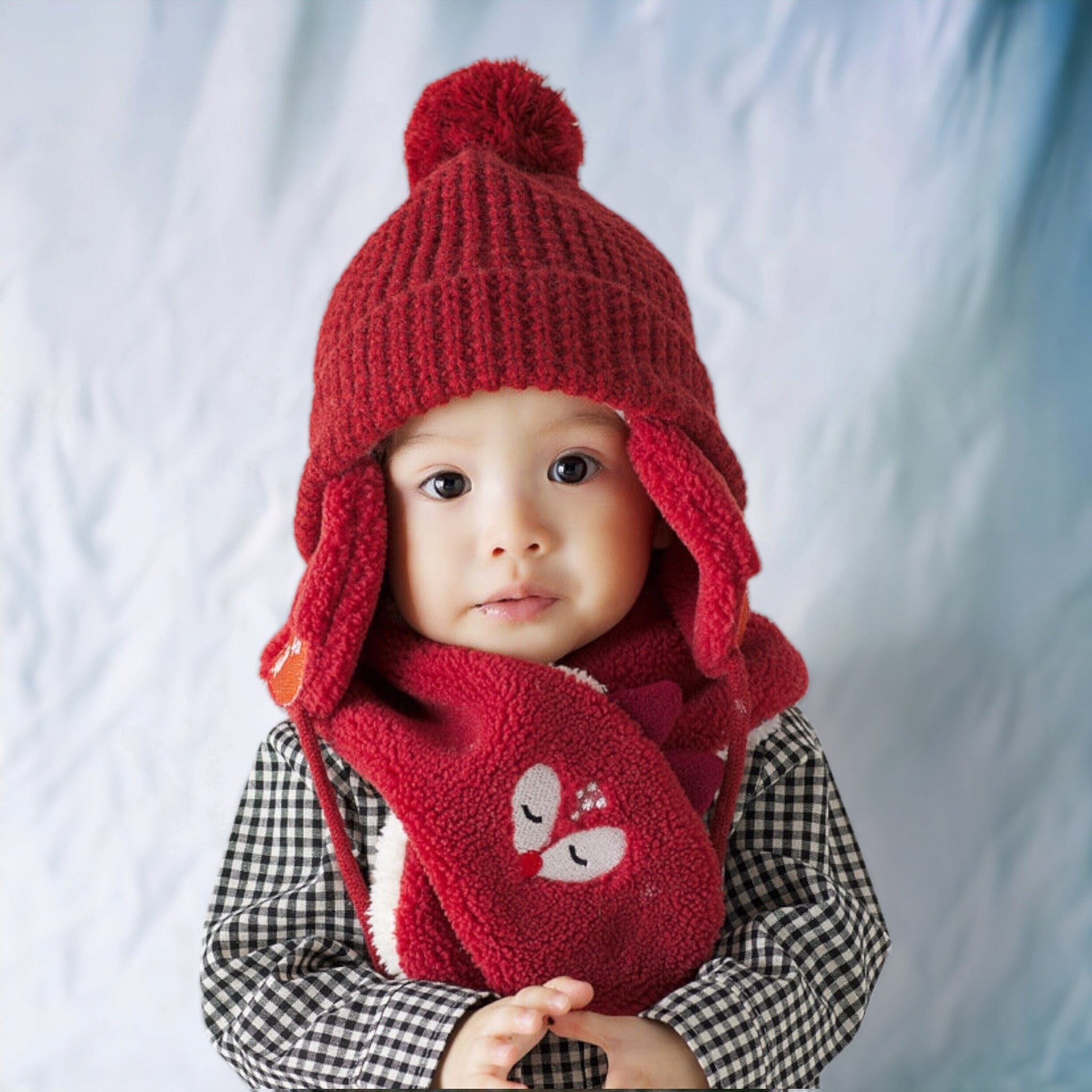 Children's Fleece Warm Hat And Scarf Set
