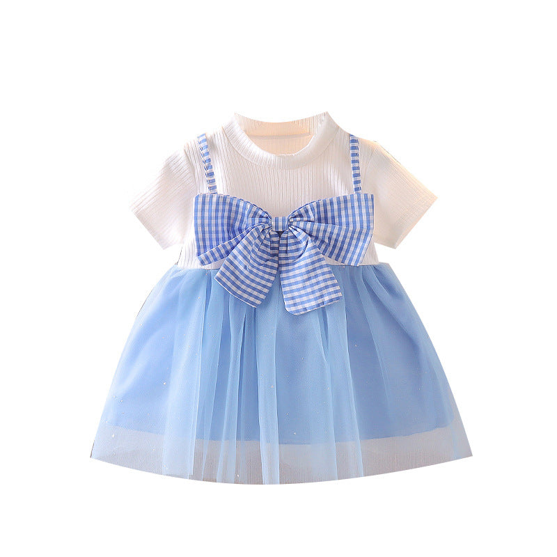 Summer Cotton Floral Bubble Sleeve Girl's Princess Dress